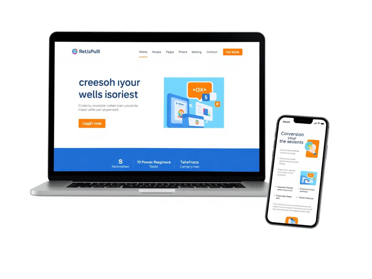 Modern responsive business website on laptop and mobile